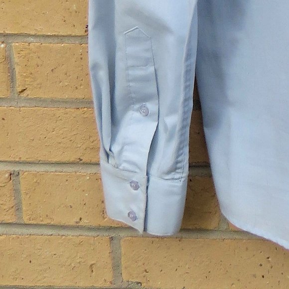 Laura Scott Sky Blue Dressy Blouse Shirt w/ Bow Tie size 16 Monogram - preowned - Picture 4 of 5